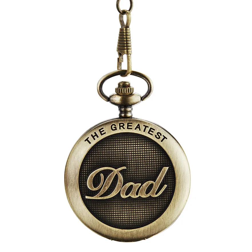 The Greatest DAD-reloj de bolsillo para hombre, con caja de regalo, para el Día del Padre, te quiero, papá, regalo de cumpleaños, dorado, bronce, cadena FOB, Cloc