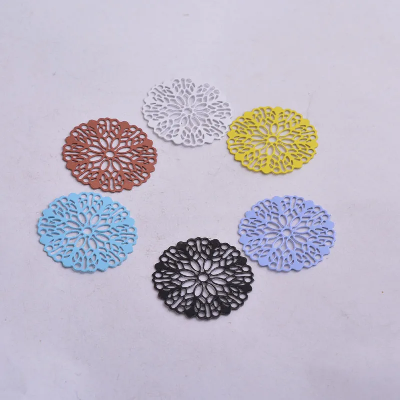 30 Stück AA298 25mm Runde Blumenanhänger aus Messing, Stempelzubehör, runde Verbindungsstücke – Detail 7