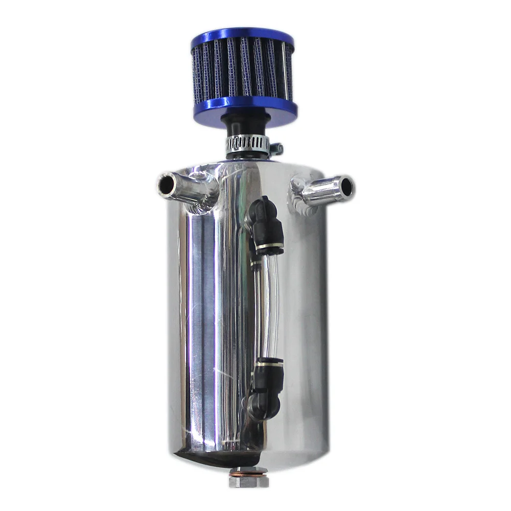 SPSLD Car Styling Universal Oil Catch Tank with Air Filtration Reservoir Engine Fuel Seperator Can Aluminum 500ml 3*12MM