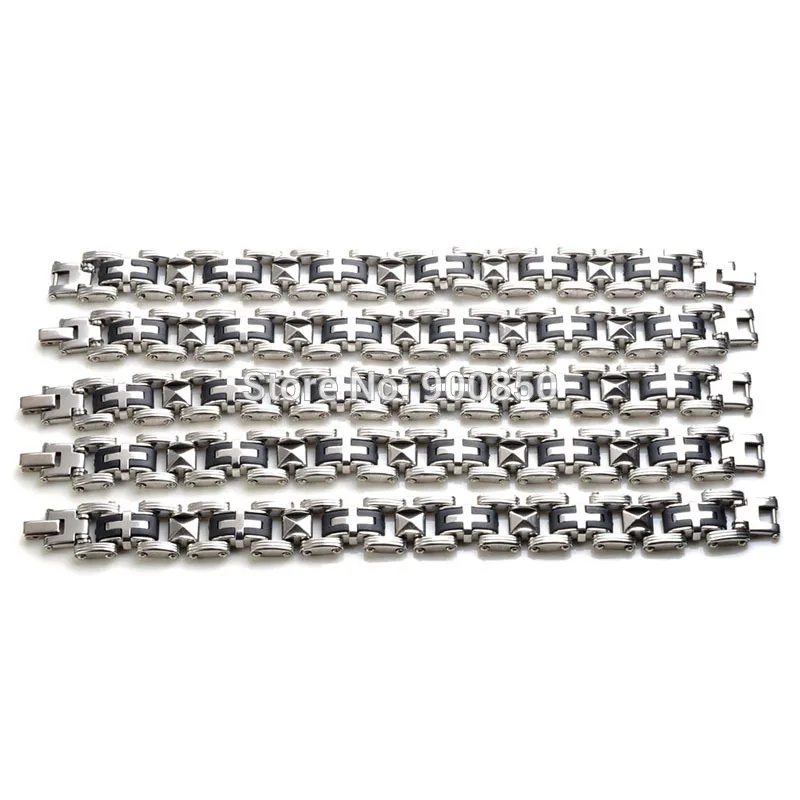 New Design Link Chain Bracelets 316L Stainless steel Bracelet Wristband 20.5-22cm Punk Silicone Men Bangle Cuff Fashion Jewlery