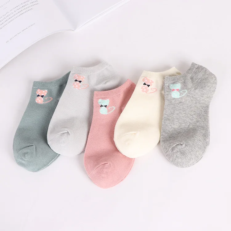 Women Funny Socks Casual Boat Low Cut Cute Cats Faces cotton Short Ankle Socks Crew Hot New