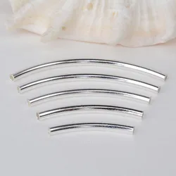 2mm solid 925 sterling silver curved tube spacer beads connector for necklace&pendant bracelet  jewelry making, 1 piece
