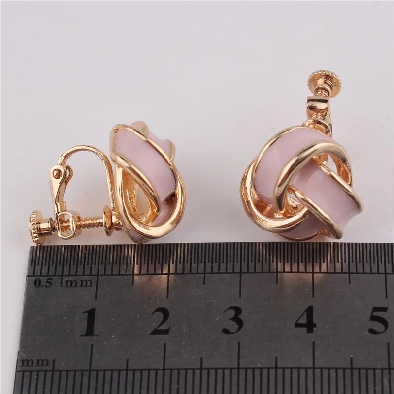 GRACE JUN 5 Colors Available Candy Enamel Clip on Earrings No Pierced for Women Party Wedding Charm Screw Ear Clip Bijouterie