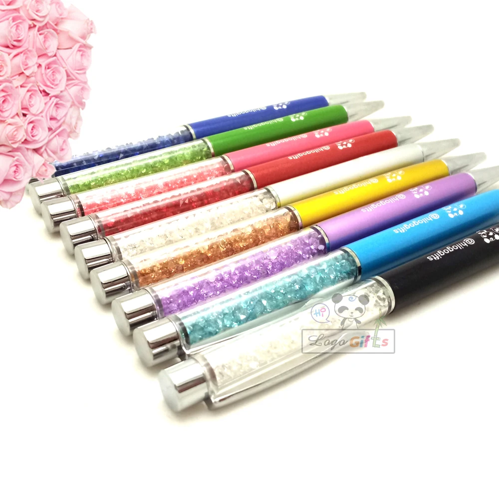 

Diamond Crystal ballpoint pen custom printed with your company logo/email/website for your company events giveaways 30pcs a lot