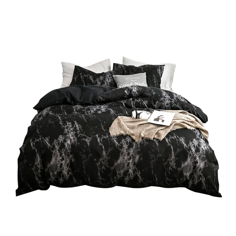 luxury new black marble pattern duvet covers pillowcases home textile quilt cover brief bedclothes comforter covers room decor