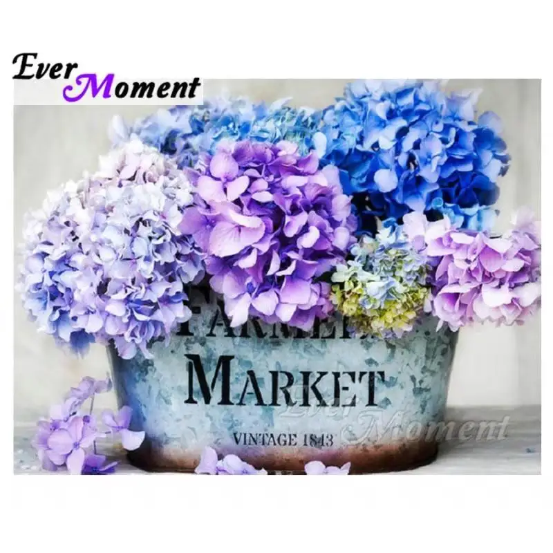 Ever Moment DIY Diamond Embroidery Hydrangea Diamond Mosaic Full Square Drills Artwork Home Decoration Diamond Painting ASF1219