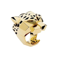 Fashion Jewelry Quality Leopard head Cocktail Statement Ring Green Zircon Eyes For Women Gift