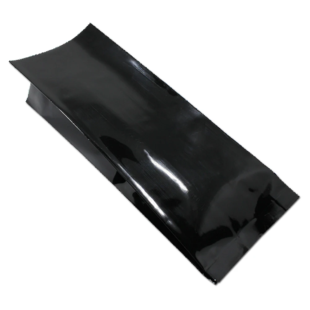 500Pcs/lot Black Open Top Pure Aluminum Foil Mylar Bag Side Gusset Vacuum Heat Seal Food Packaging Candy Powder Nut Pouch 2 Size