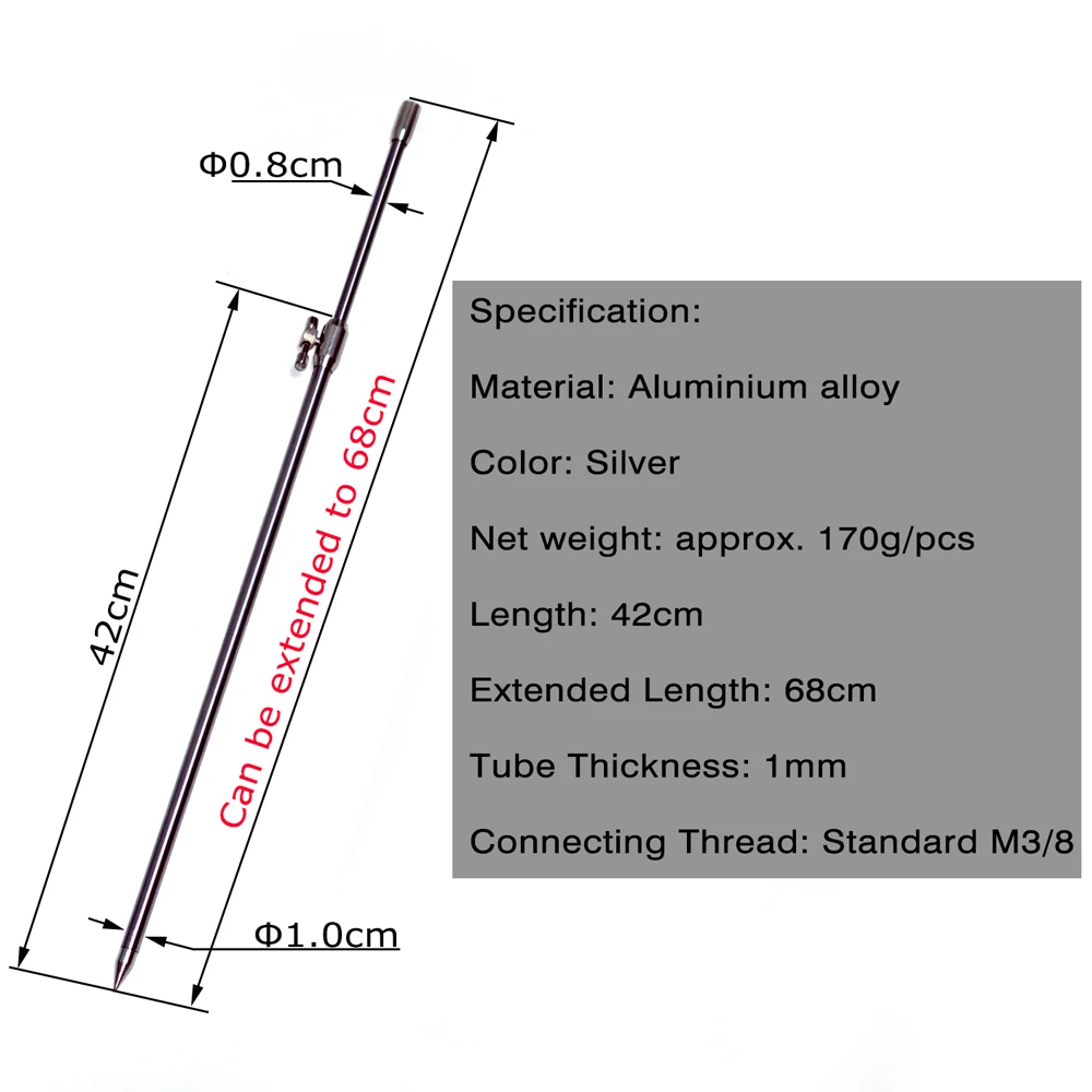 MNFT 2 pcs 42~68cm Adjustable Fish Pod Rest Fishing Bank Stick Extending Aluminium Alloy Fishing Bankstick Rod Pod Rest