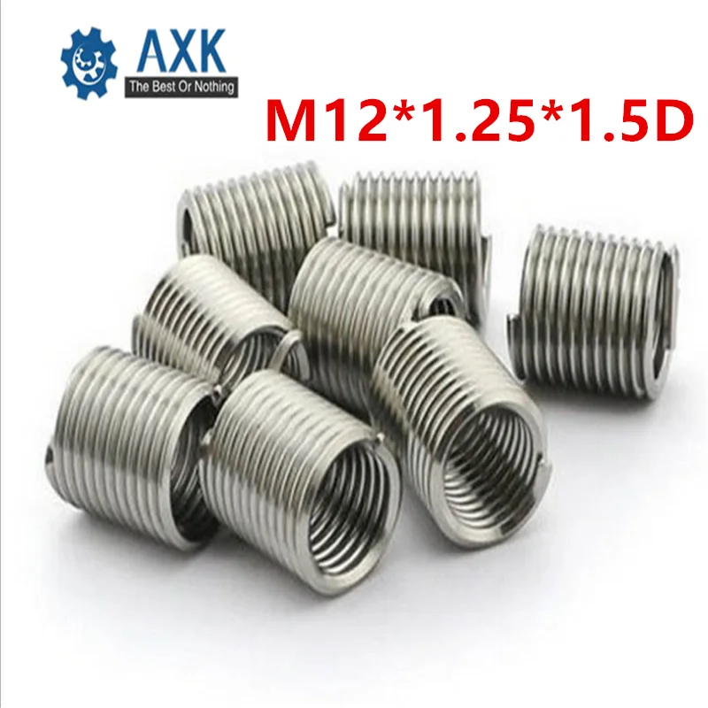 50pcs M12*1.25*1.5D Wire Thread Insert A2Stainless Steel Wire Screw Sleeve M12 Screw Bushing Helicoil Wire Thread Repair Inserts