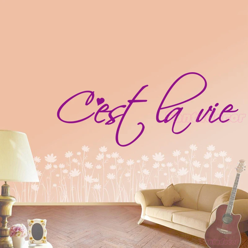 Sticker C'est La Vie Vinyl Wall Decals Removable Art Mural Wallpaper Living Room Home Decor Poster House Decoration