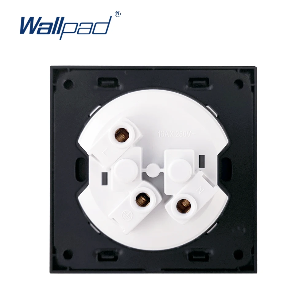 Wallpad L6 Black Aluminum EU Schuko Wall Electrical Power Socket Satin Metal, 86 * 86 mm