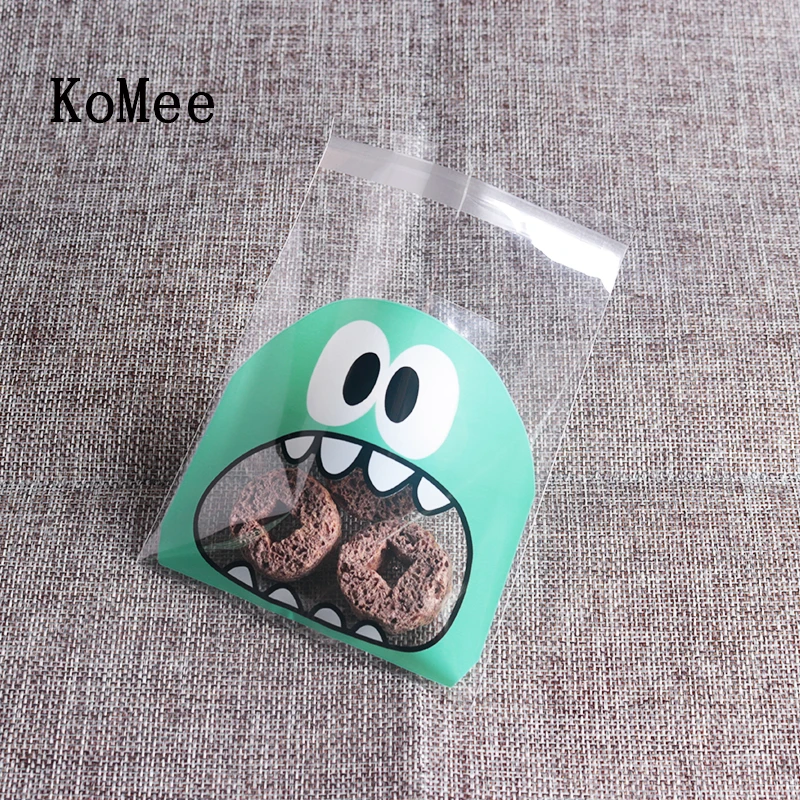 100pcs 7cmx10cm OPP Bag Cute small Monster teeth Baking Christmas Gift Packaging Cookie Bags Wedding Candy Plastic bag