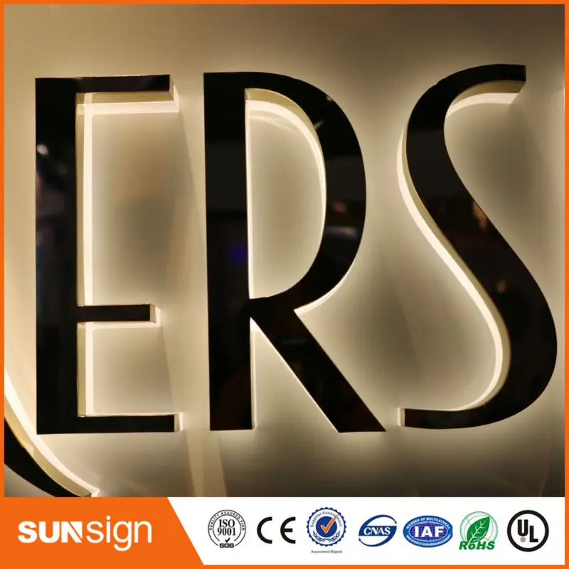 Groothandel Reclame Rose Gold Rvs Led Backlit Brief Teken