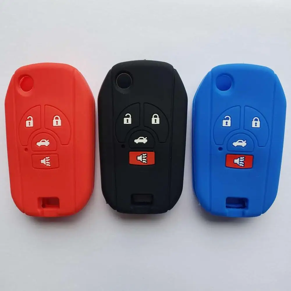 Flip Folding Key Silicone Remote Cover for NISSAN Sylphy Cube Juke Rogue Qashqai Micra Maxima Altima Sentra Versa 4Button FOB