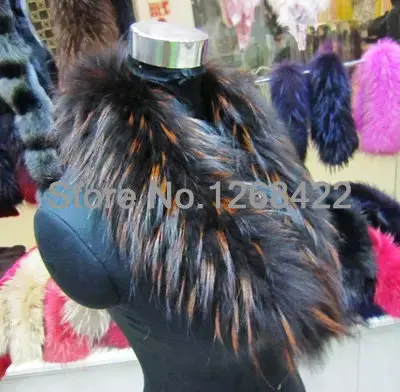 Free shopping 2014 winterThe new fashion fur collars Big raccoon fur scarf shawl collar Genuine leather fur collar multicolor