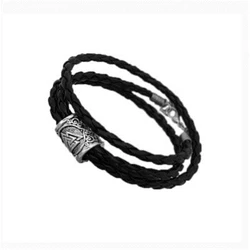 Men Leather Black Multilayers Viking bracelets Runes Charms Beads Norse Viking Pagan Valknut Amulet Odin DIY Bracelets Bangles