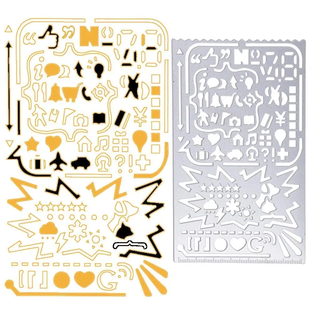 Metal Drawing Templates Digital Stainless Steel Multifunctional Planner Stencils with 60 Apertures