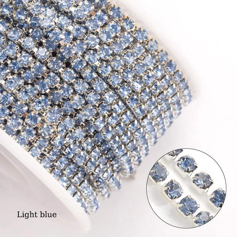 QIAO10yards/roll SS6 SS12 Veel Kleur Nieuwe Aanbiedingen Kristalglas Strass Ketting DIY Mode Accessoires Sluiten Strass Cup Keten