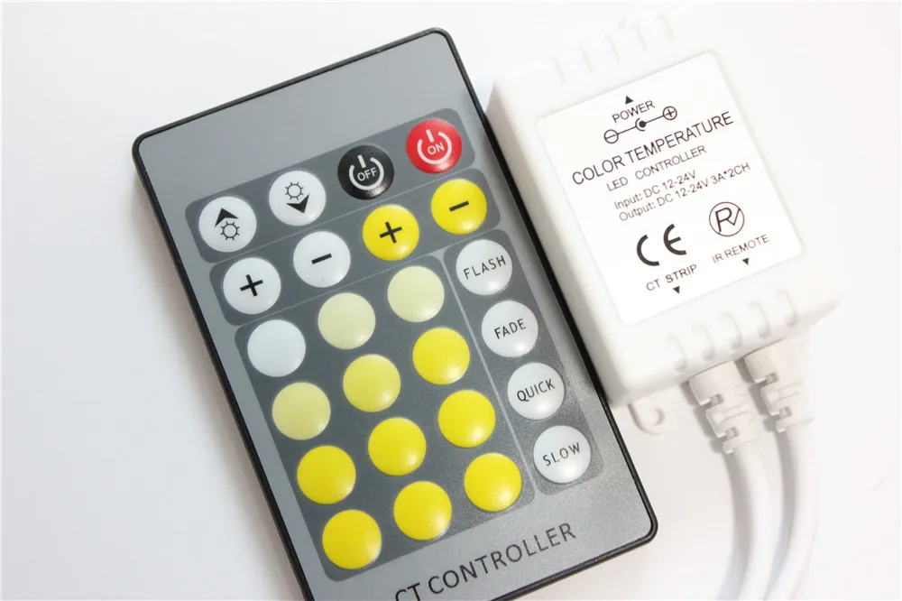 New 24 Key IR Remote Dimmer Controller For Dual White CT Color Temperature DC12-24V CCT Led Strip Light