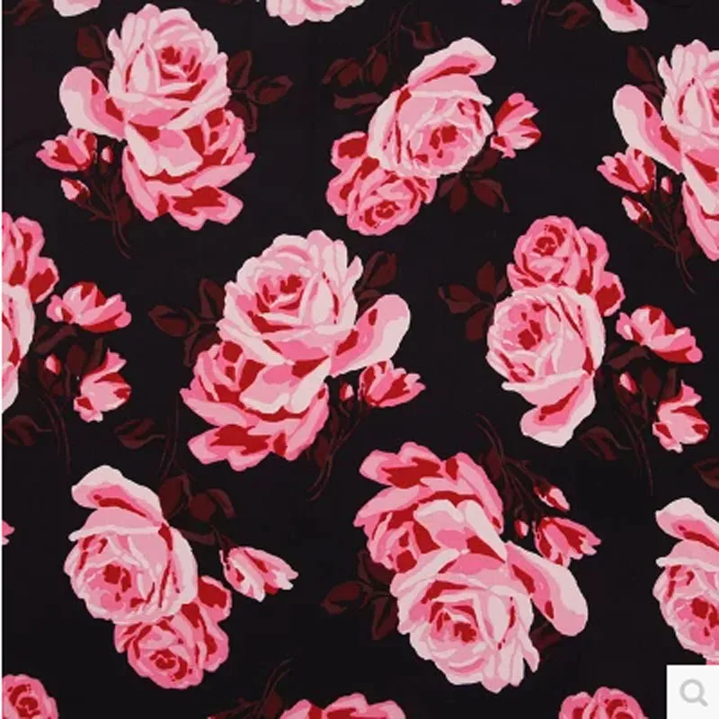 Nizza di Fondo Nero Fiore di Rosa Stampato Tessuto di Cotone Giapponese Tessuto di Cotone Quilting Patchwork Cucito Mterial Vestito FAI DA TE