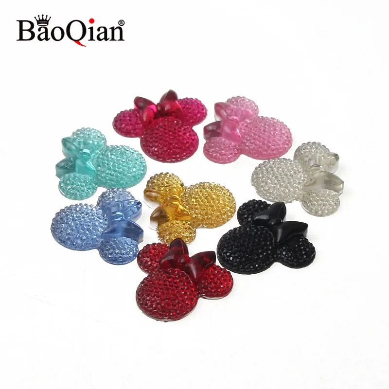 20pcs Mixed Shiny Bling Minnie Resin Crafts Embellishment Flatback Cabochon DIY Mobile Phone Scrapbooking Decoration 26x28mm