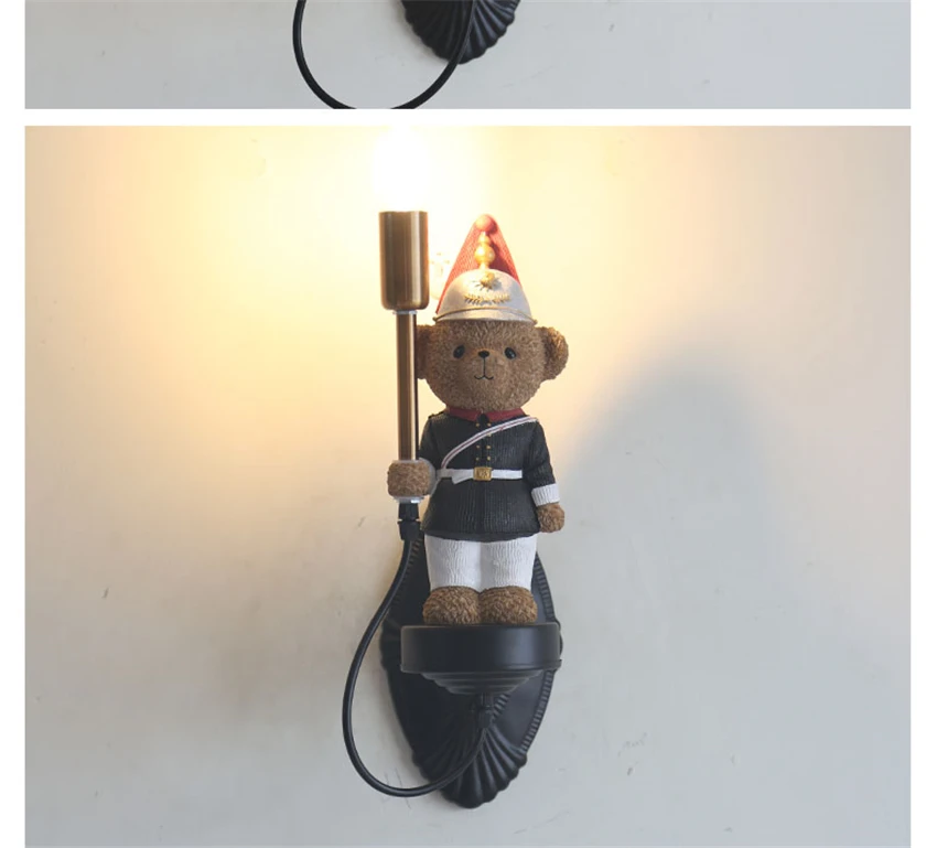 الحديثة البريطانية مصابيح الحائط الجندي الدب الفيلق غرفة الأطفال بهو دراسة الفتيان والفتيات أضواء غرفة نوم تركيبات أضواء الجدار