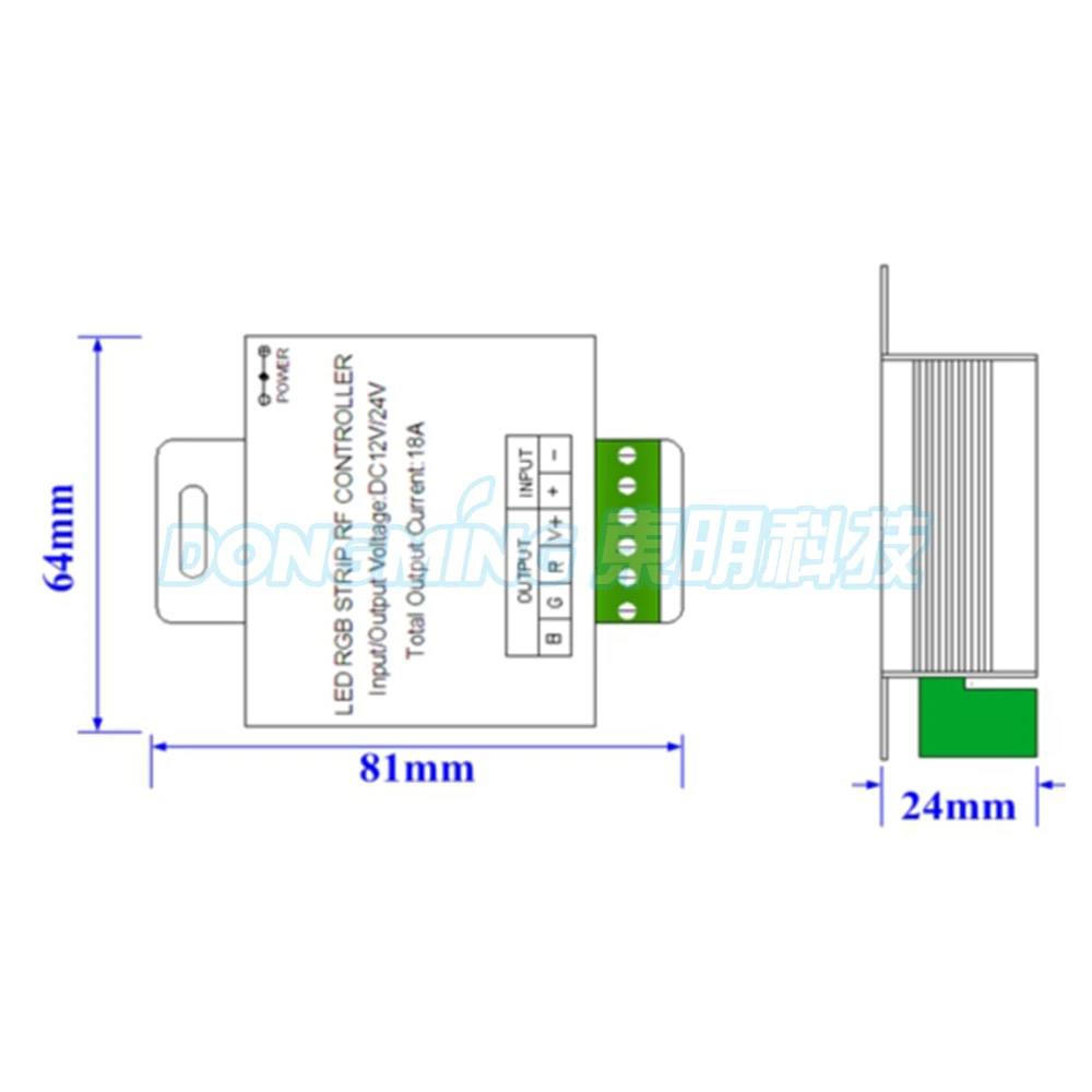 50pcs DC12V 216W easy operate 5key led strip 5050 rgb led controller touch, RF wireless controller, mini led light controller