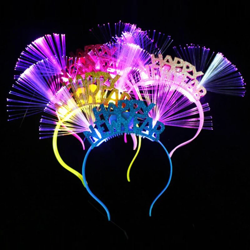 

Led Party Halloween HAPPY NEW YEAR LED Flashing Glow Headband Women Girls Crown Heart Light Up Hairbands Hair Accessories