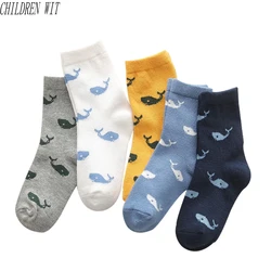 2024 Spring&Summer New Children Socks Cartoon Fish Boys Socks With Girls Socks 1-9 year Kids Socks 5 Pairs/Lot