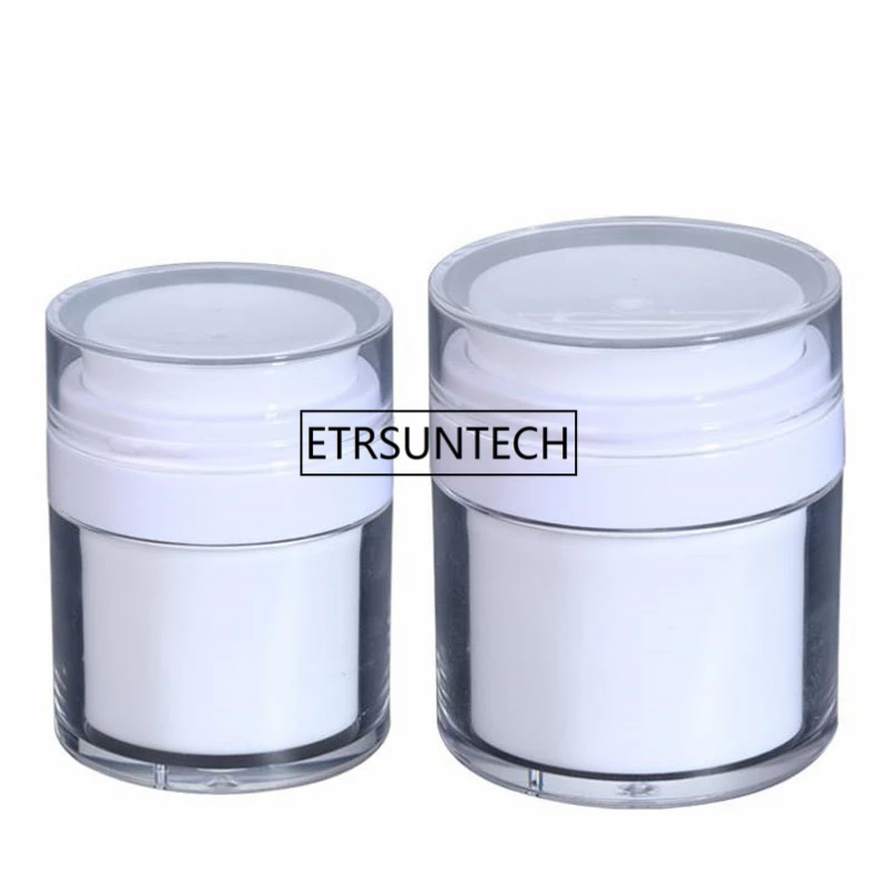 30g 50g Airless Cosmetic Cream Round Container Jar White Color With Pressed Pump Airless emulsion Cream Bottle F1575