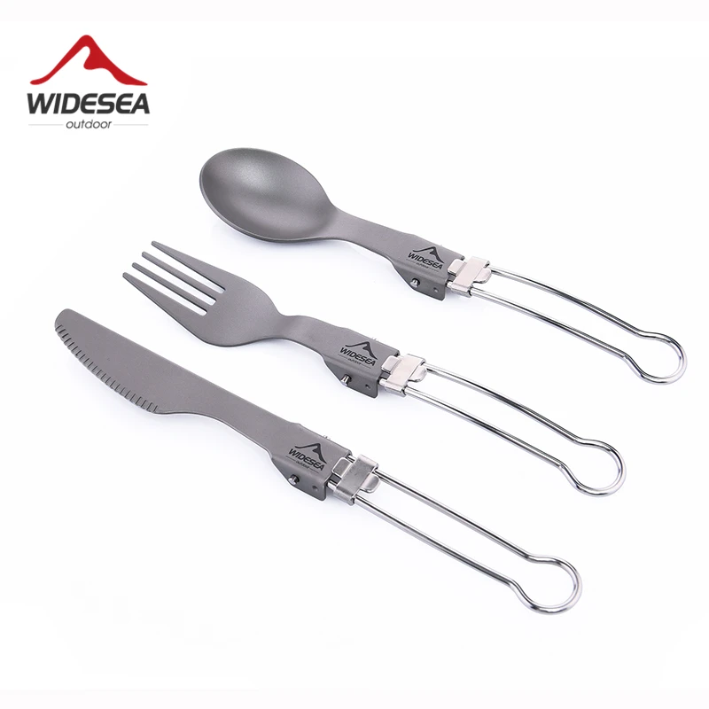 Widesea Titanium Spoon Fork Knife Set Ultralight Camping Tableware Outdoor cooking Equipment Cutlery Cookware Hiking Trekking