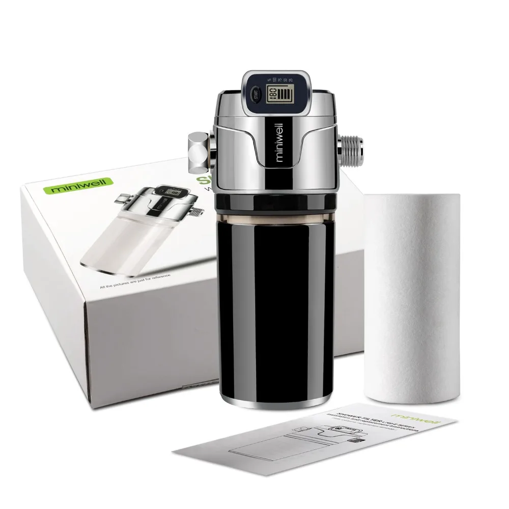 Miniwell L760-E201 Shower Filter, Black Color With Electronic Display , Remove Heavy Metal , and Two Cartridges Inside