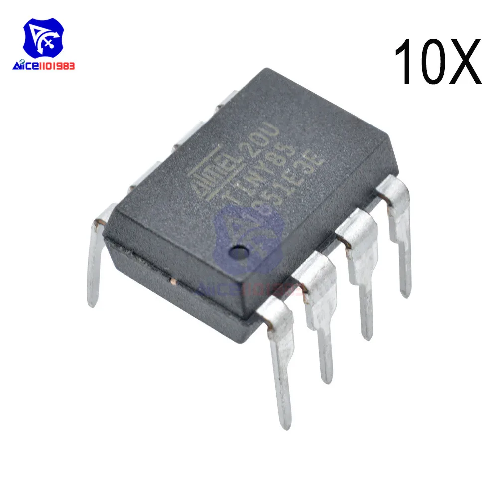 diymore 10 PCS/Lot IC Chips ATTINY85-20PU ATTINY85 MCU 8BIT ATTINY 20MHZ 8 Pin DIP-8 ATTINY85 Microcontroller Integrated Circuit