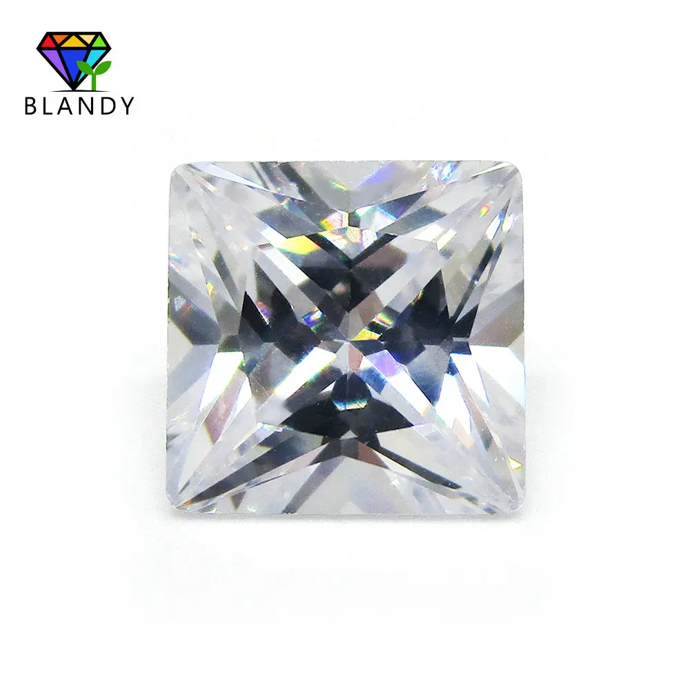 Rozmiar 1,5 * 1,5 mm ~ 12 * 12 mm 5A Kwadratowy kształt Biała cyrkonia sześcienna Kamień Princess Cut Luźne CZ Klejnoty na sprzedaż