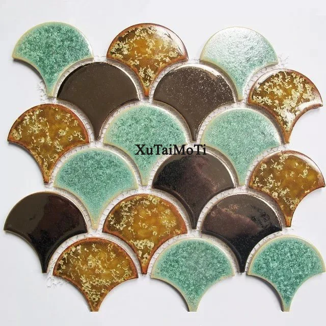 

11PCS fish scale ceramic mosaic tile kitchen backsplash bathroom tv background wall tiles shower porcelain interior wallpaper