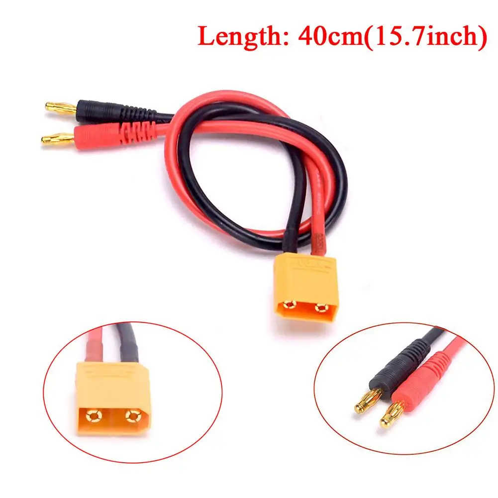 

XT90 To 4mm Banana Plugs Battery Charge Cable Lipo Charger Lead 40cm 12AWG/14AWG for imax B6