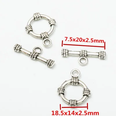 10set/lot Alloy Metal Toggle Clasps Findings For Necklaces Antique Silver Color End Clasps Connectors Hooks DIY Jewelry Making