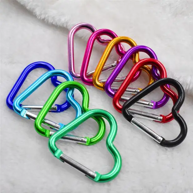 

Free Shipping 500Pcs/ Lot Cute Mini Heart Shaped Aluminum Alloy Locking Mounting Carabiner Snaphook Hook Holder 40*44mm SN1123