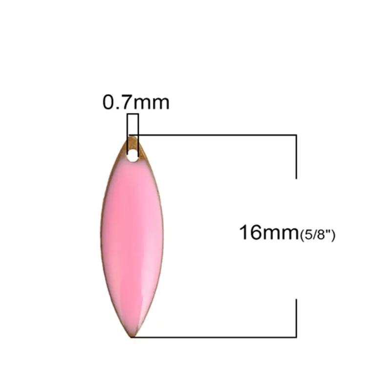 DoreenBeads Fashion Copper Enamelled Sequins Pendant Marquise Unplated Colorful Enamel DIY Charms 16mm x 5mm( 2/8"), 10 PCs image 4