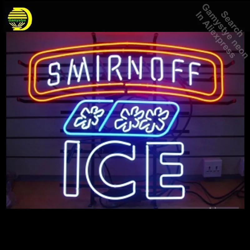 

NEON SIGN For Smirnoff ICE REAL GLASS Tube Store Handcraft Art Beer Bar Shop Room Light Signs advertise lamp personalized neon