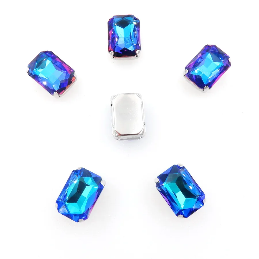 Rechteckige Form Silber Metallklammer 20 Stück/Packung Regenbogen & Jelly AB Glaskristall 13*18mm Näh-Strassperlen Handarbeiten DIY Verzierung – Detail 4
