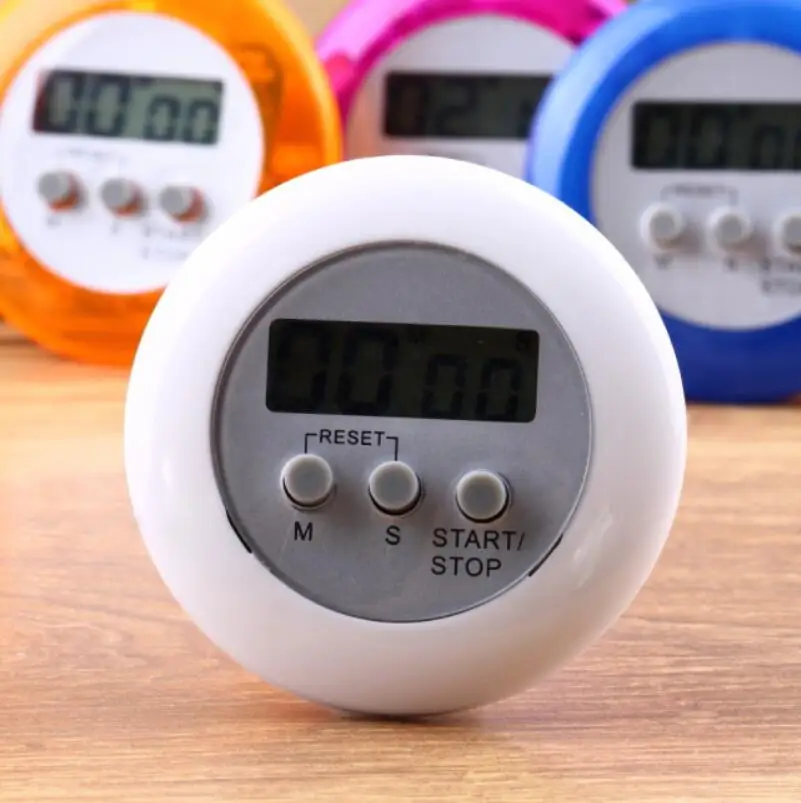 Digital Alarm Kitchen Cooking Timers Gadgets Mini Round LCD Display Count Down Tools With Clip LX6630