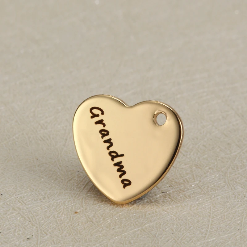 BULK 30 Stainless Steel Heart Stamped Grandma Charms Pendants