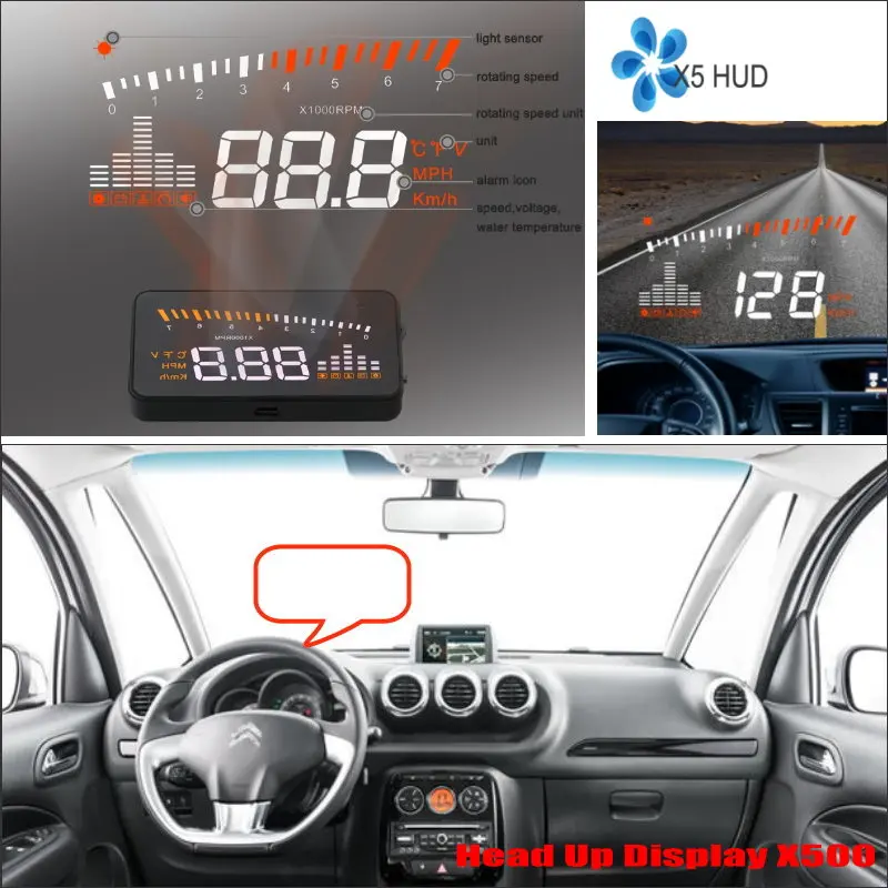 

Car HUD Head Up Display For Citroen C3/C5/C6 2015 2016 Auto Accessories Safe Driving Screen Plug And Play OBD/OBD2 Film