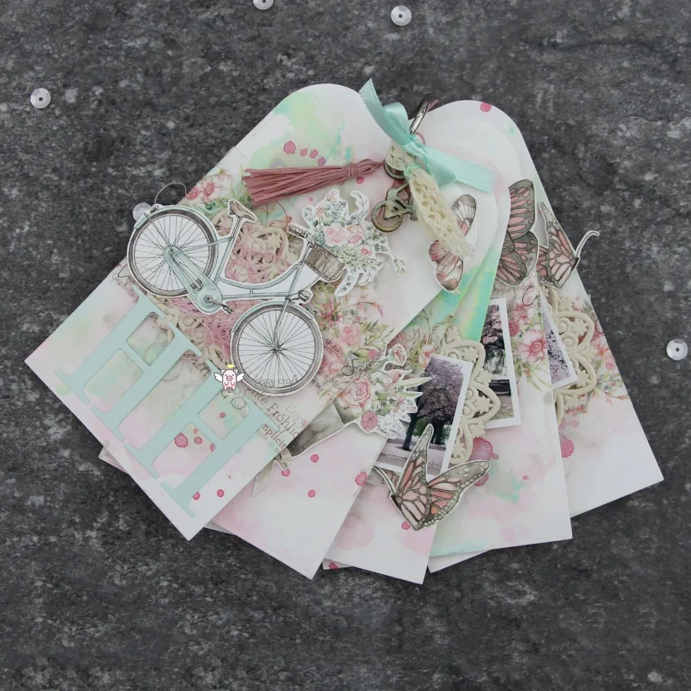 Piggy Craft metal cutting dies cut die mold 4Pcs Label tag decoration Scrapbook paper craft knife mould blade punch stencils die