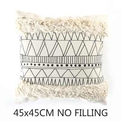 

2022 Cushion Cover Decorative Pillow Case Nordic Geometric White Black Lines Tassels Modern Home Office Sofa Chair Decor