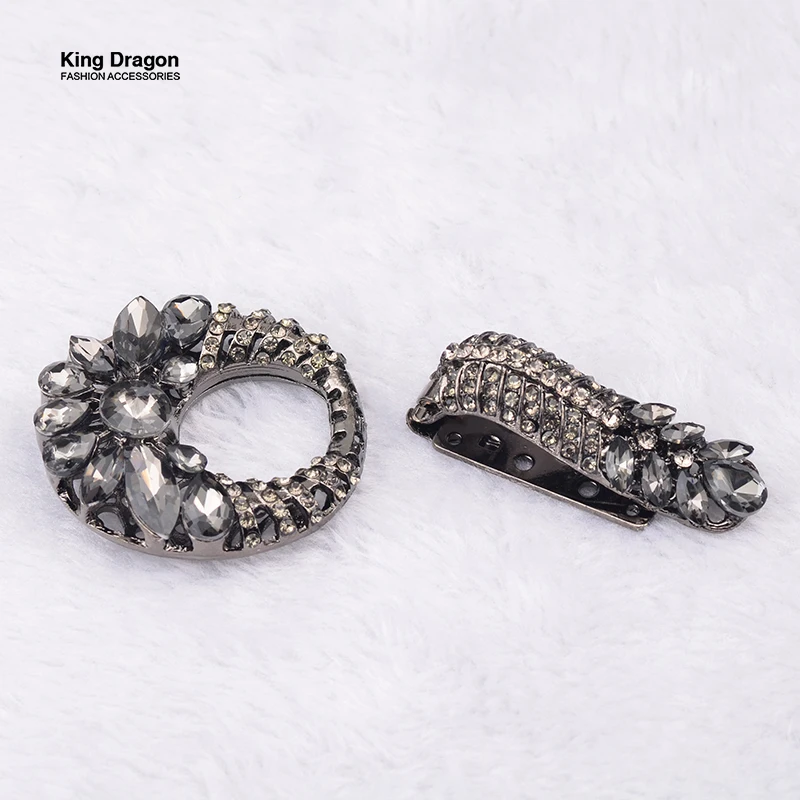 New Arrival Rhinestone Buckle For Mink Or Fur Coat Metal Decorative Buckles 1Set/Lot Black Or Gold Color KD539