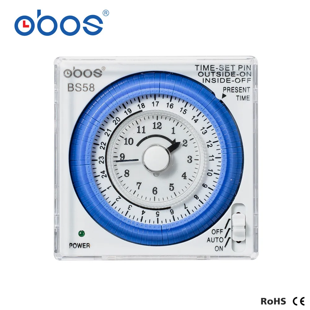 BS58 (TB37) AC100V ~ 240V carril din 96 veces encendido/apagado 24 horas temporizador con unidad de ajuste mínimo 15 minutos interruptor de tiempo mecánico