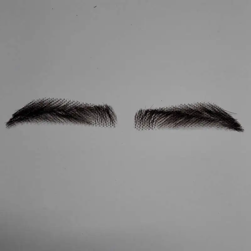 hand made human hair man false eyebrow 019A black color hand knot fake eyebrow